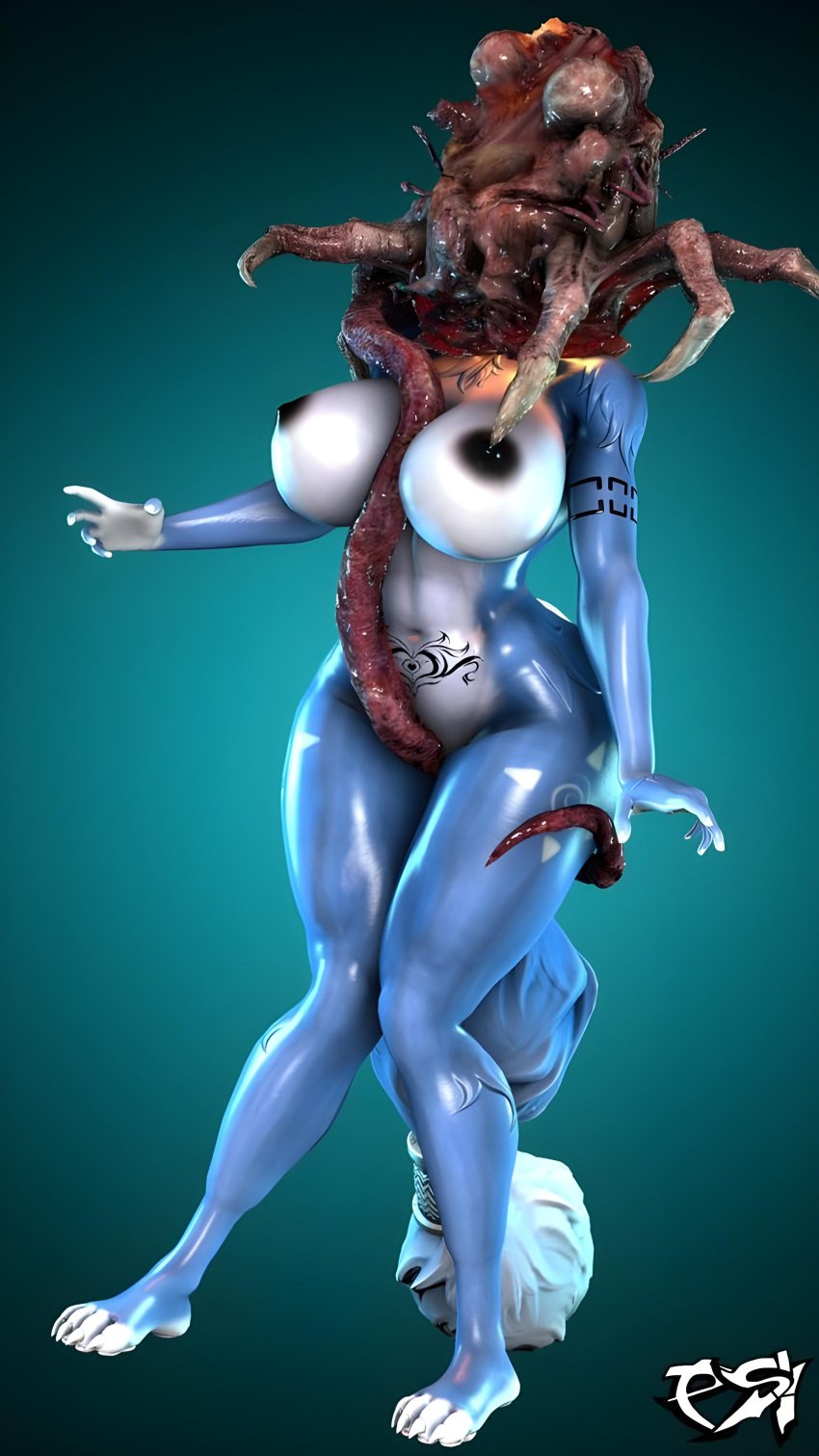 ass blue_hair breasts corruption exposed_chest female_only furry huge_ass huge_breasts krystal mind_break nemesis_alpha nightmare_fuel nintendo nipples parasite psikokinetic resident_evil resident_evil_3_remake standing star_fox tentacle_sex tentacles thick_thighs vore zombie