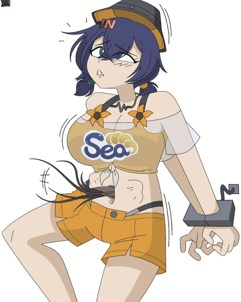 belle_(zenless_zone_zero) dez_a_sketch handcuffs navel parasite zenless_zone_zero