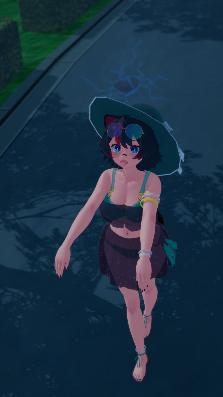 3d ahegao bra bracelet hat latina open_mouth rakkun renegadeshad0w sandals short_hair skirt sunglasses swimsuit tagme tongue tongue_out virtual_youtuber zombie_walk