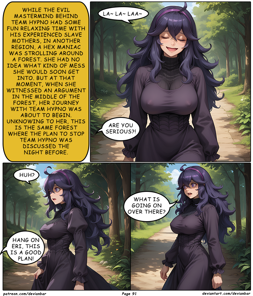 ai_art devianbar dialogue hex_maniac large_breasts long_hair nintendo pokemon purple_hair team_hypno text