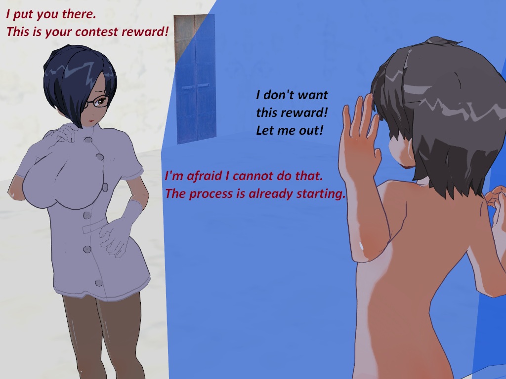 3d black_hair convenient_censoring flamekin glasses gloves grey_hair hair_covering_one_eye large_breasts nude nurse pantyhose short_hair stasis_tank text