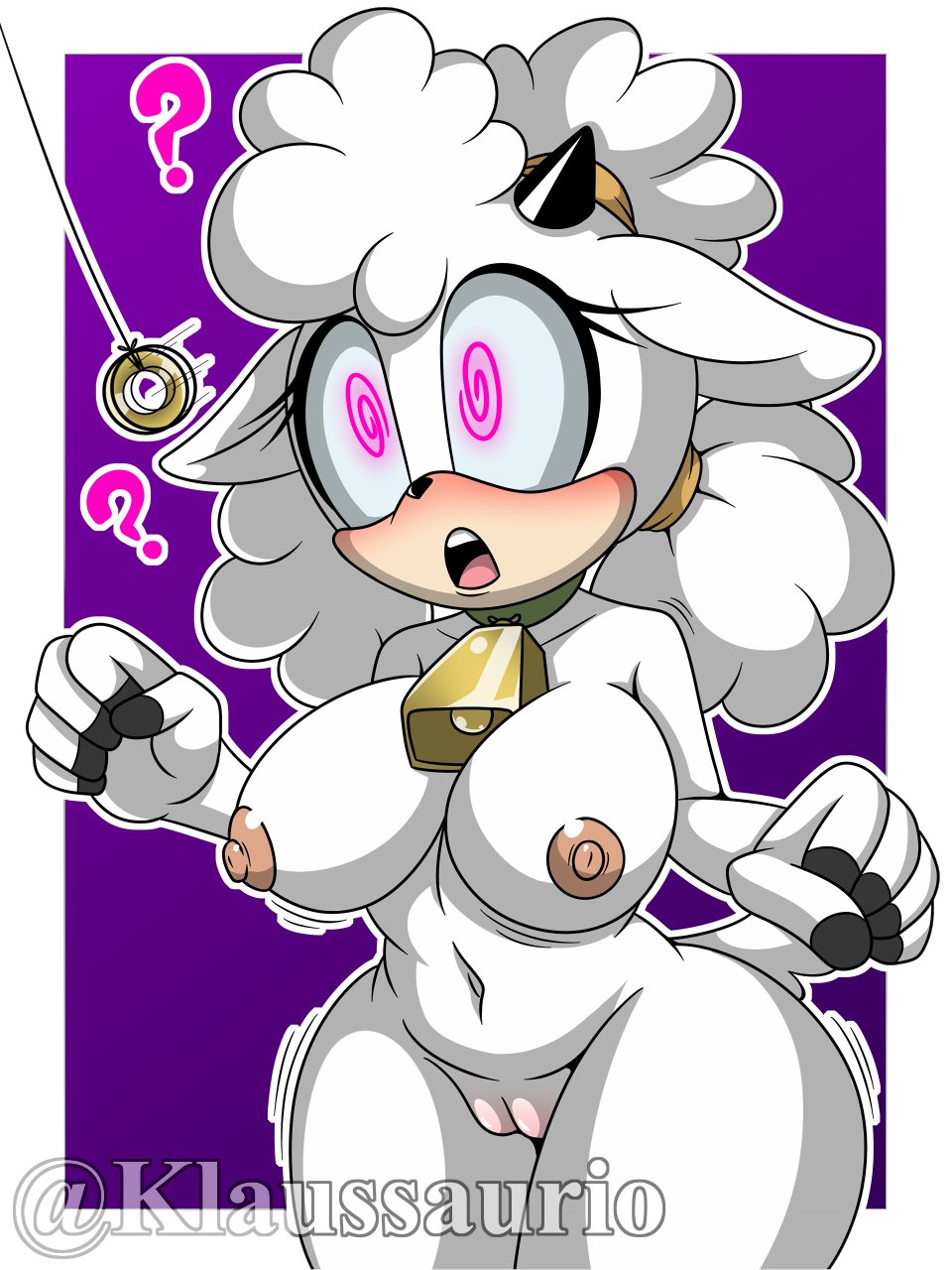 animal_ears blush breasts collar collarbone confused cow_girl cowbell erect_nipples female_only femsub furry goat_girl horns idw_comics klaussaurio lanolin_the_sheep large_breasts large_hips long_hair navel nipples nude open_mouth pendulum pink_eyes pussy sheep_girl simple_background solo sonic_the_hedgehog_(series) spiral_eyes standing symbol_in_eyes tail watermark white_hair white_skin