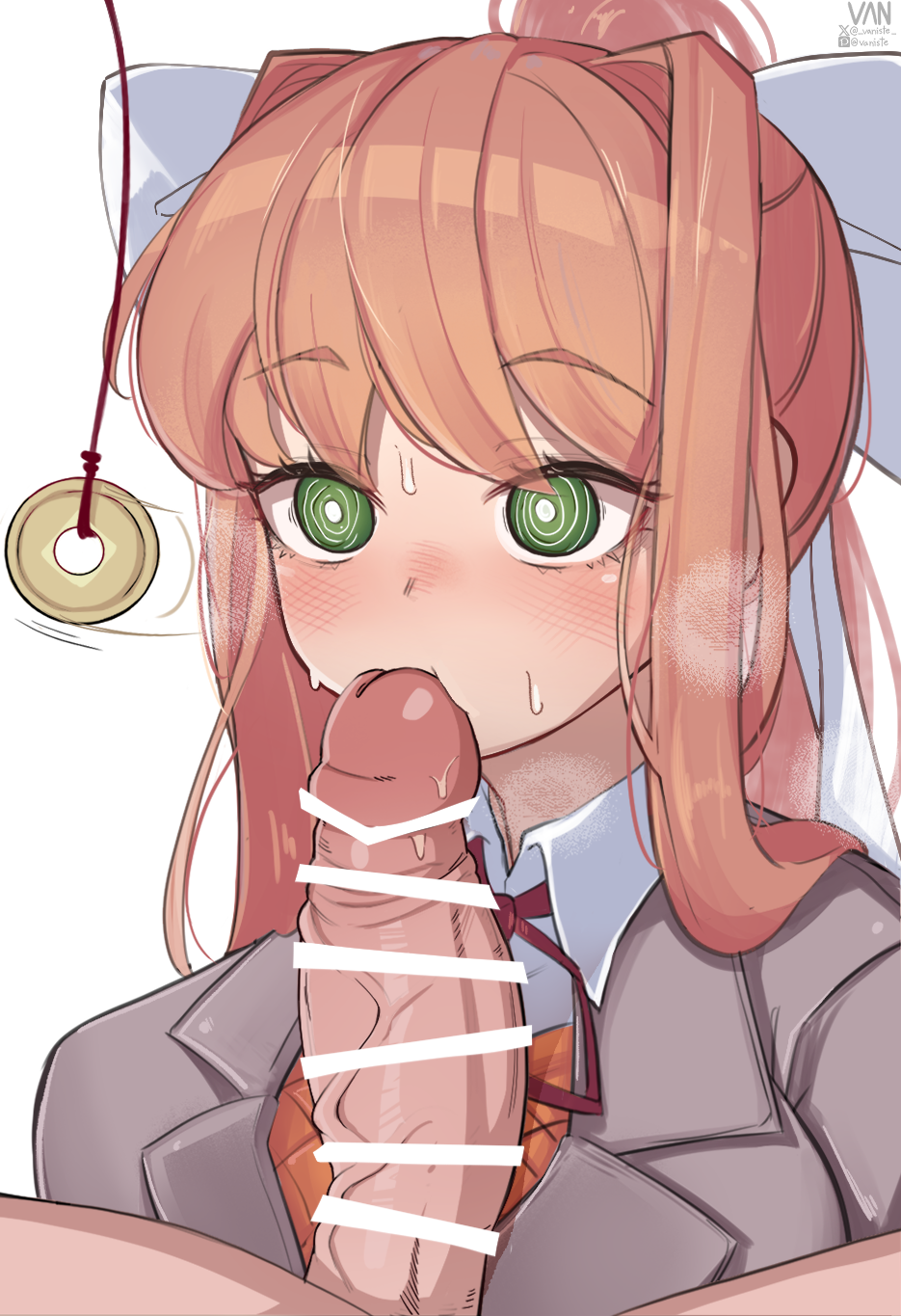 doki_doki_literature_club fellatio femsub green_eyes maledom monika paizuri pendulum penis tagme vaniste