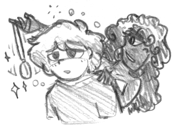 bare_shoulders bubble curly_hair dark_skin dazed empty_eyes evil_smile expressionless femdom heavy_eyelids long_hair malesub monochrome open_mouth original pendulum pocket_watch short_hair simple_background sketch sleepyboi32 smile smirk white_background