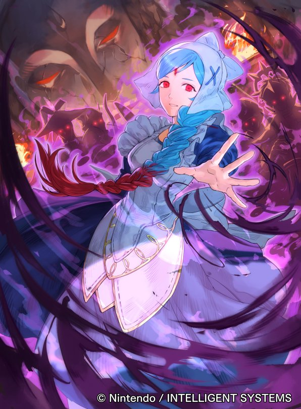 anankos_(fire_emblem) aura blue_hair character_request corruption crystal dragon_girl english_text evil_smile facial_markings femsub fire_emblem fire_emblem_cipher fire_emblem_fates flame glowing glowing_eyes happy_trance helmet lilith_(fire_emblem) long_hair looking_at_viewer maledom malesub mass_hypnosis mayo multicolored_hair multiple_boys multiple_subs nintendo official ponytail possession red_eyes red_hair smile text