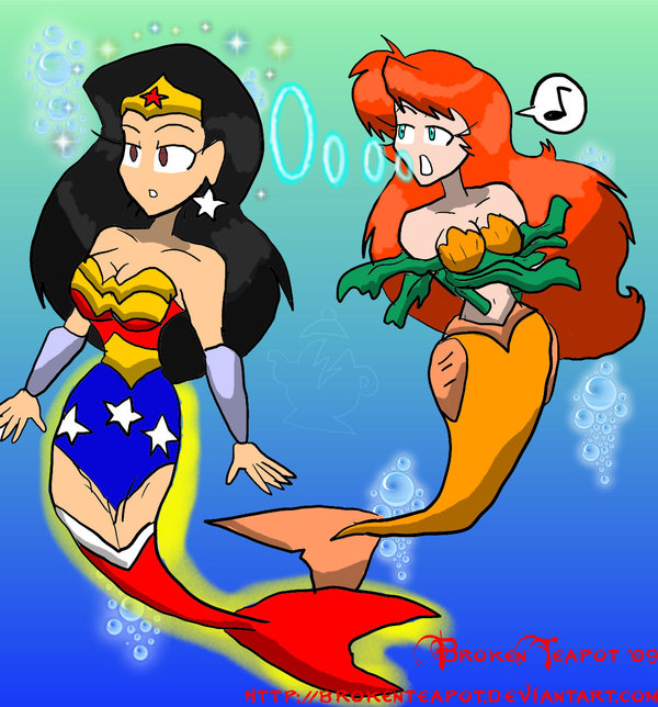 black_hair breasts brokenteapot dc_comics female_only femdom femsub fish_girl hypnotic_audio hypnotic_music hypnotic_voice large_breasts long_hair mermaid red_hair singing spiral_eyes super_hero symbol_in_eyes western wonder_woman