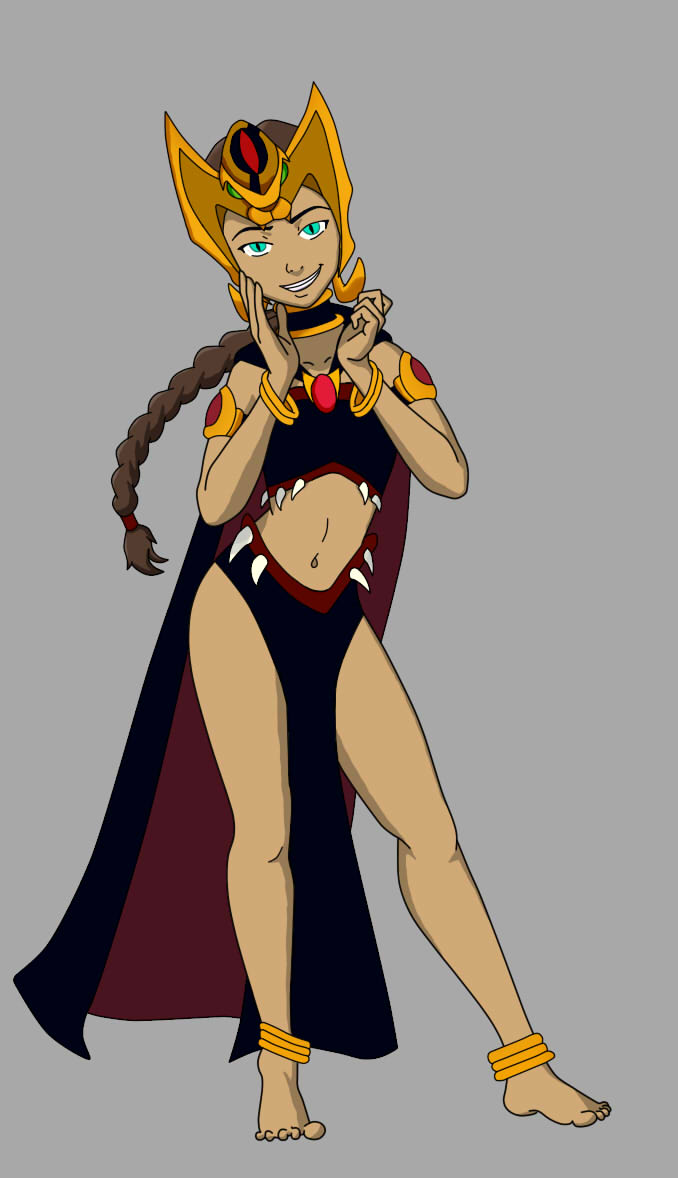 avatar_the_last_airbender barefoot bikini brown_hair cape collar crossover crown disney green_eyes happy_trance jewelry katara loincloth nickelodeon possession queen_la tarzan_(movie) tribal