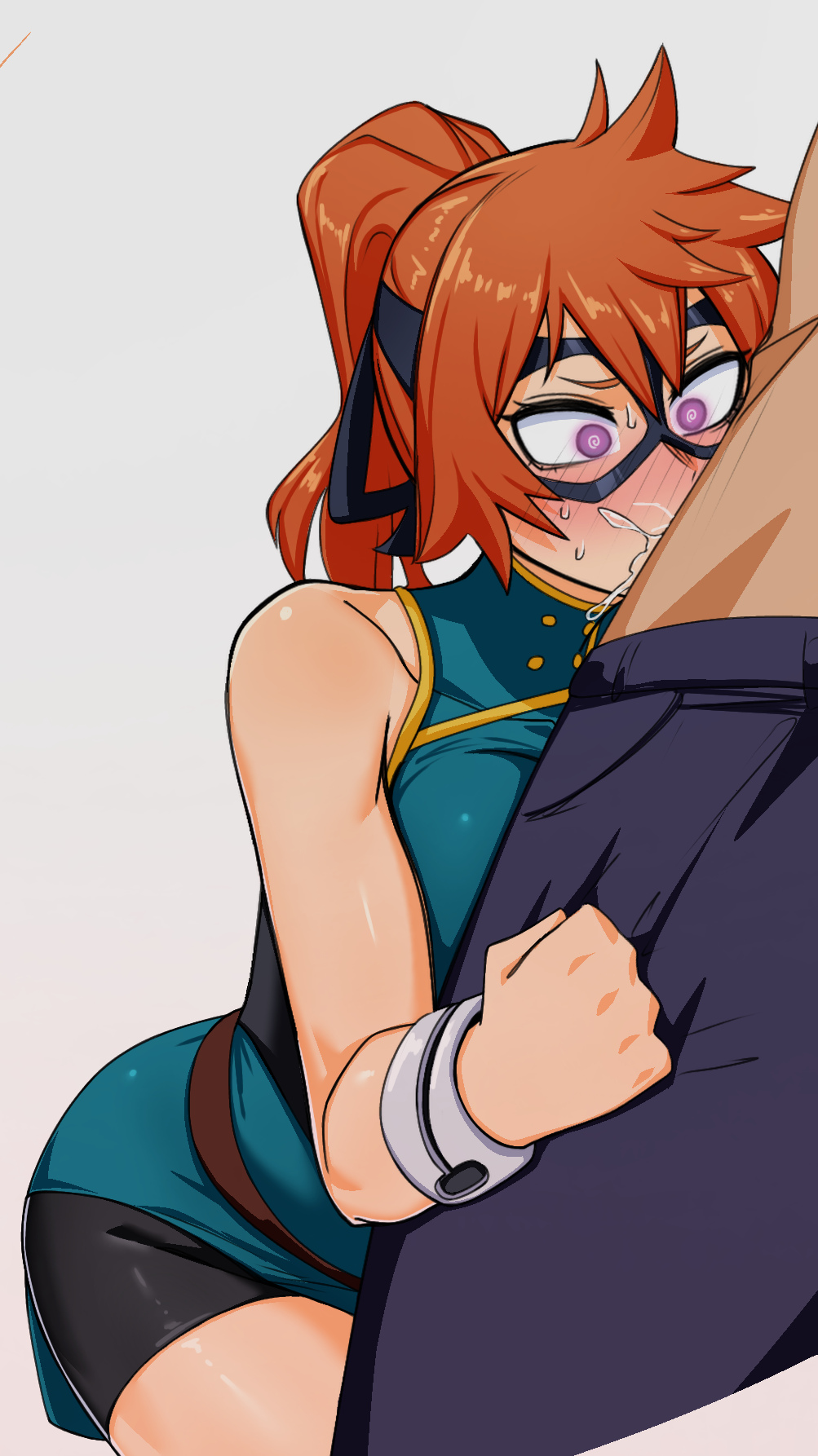 blush clothed cum cum_in_mouth fellatio femsub itsuka_kendo maledom my_hero_academia nude oral orgasm pink_eyes red_hair ryuugu short_hair simple_background spiral spiral_eyes white_background