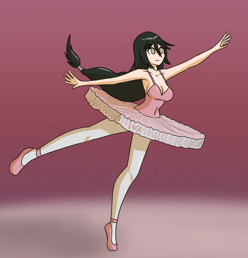 ballerina black_hair dancing happy_trance large_breasts long_hair mythkaz spiral_eyes tales_of_(series) tales_of_berseria velvet_crowe