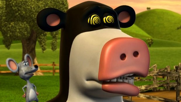 back_at_the_barnyard cow nickelodeon open_mouth otis_the_cow_(barnyard) screenshot spiral_eyes standing standing_at_attention symbol_in_eyes