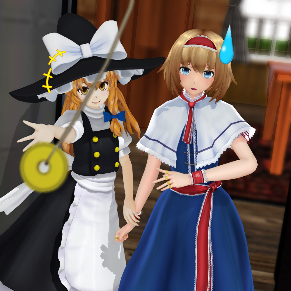 3d alice_margatroid blonde_hair coin female_only femsub happy_trance hat long_hair marisa_kirisame pendulum short_hair touhou uyunsyu_(manipper)