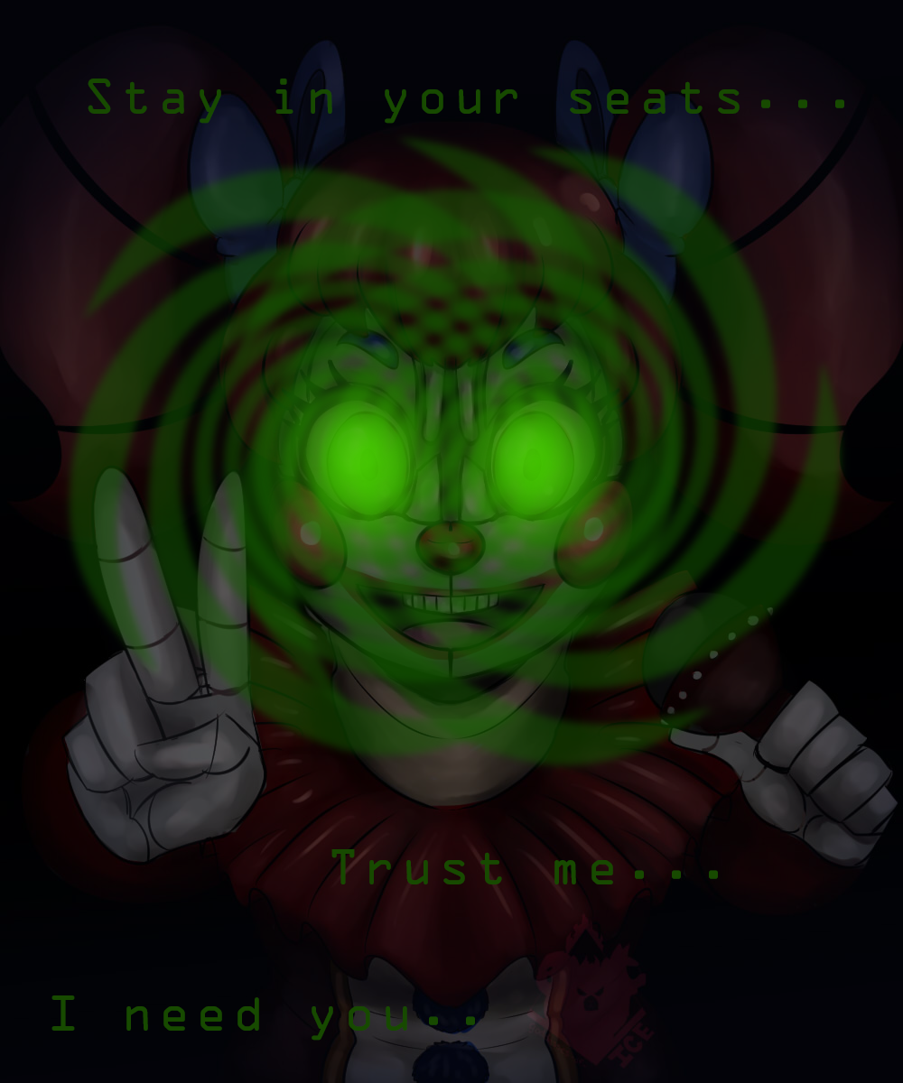 ahoge circus_baby clown evil_smile femdom five_nights_at_freddy&#039;s five_nights_at_freddy&#039;s:_sister_location furry gloves glowing glowing_eyes hypnotic_eyes keeperofthekingdom_(manipper) looking_at_viewer nightmare_fuel orange_hair pov pov_sub robot smile spiral_eyes symbol_in_eyes text twintails v