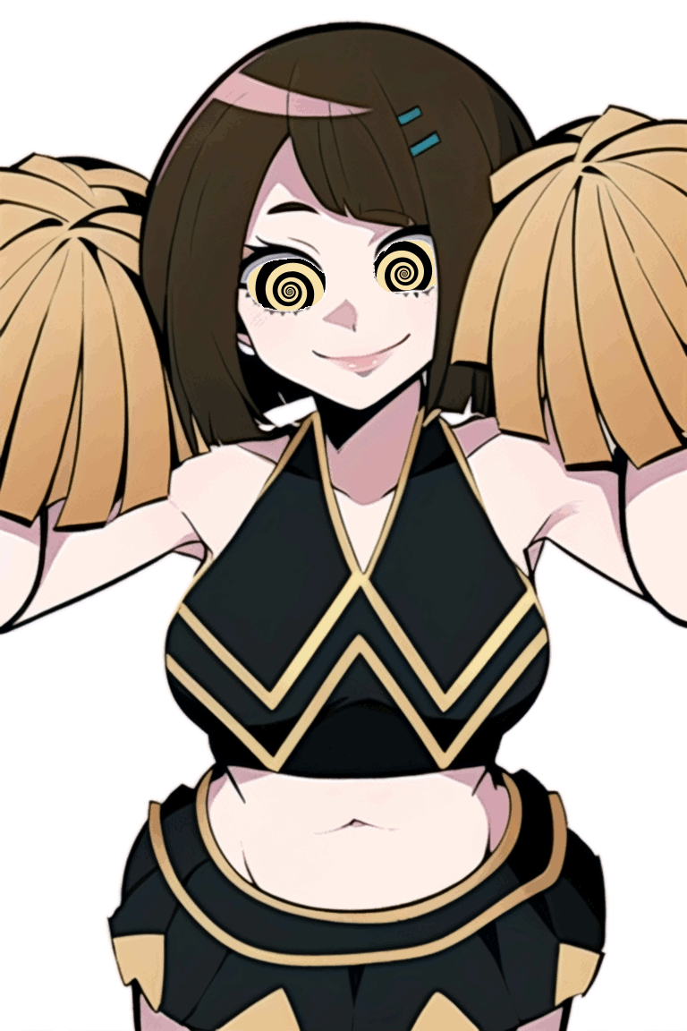 Hypnohub Ai Art Animated Animated Eyes Only Animated Bare Shoulders Brown Hair Cheerleader 