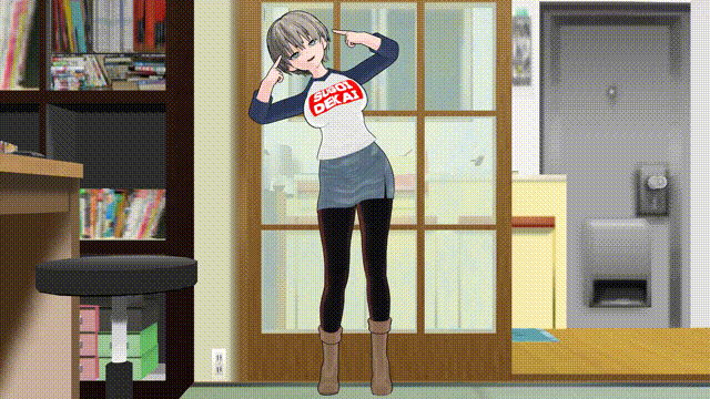 3d airmotor animated animated_gif boots breasts dazed empty_eyes eye_roll female_only femsub hana_uzaki happy_trance heavy_eyelids huge_breasts jean_skirt mmd open_mouth pantyhose short_hair short_skirt silver_hair skirt smile standing swaying t-shirt unfocused_eyes upskirt uzaki-chan_wants_to_hang_out!