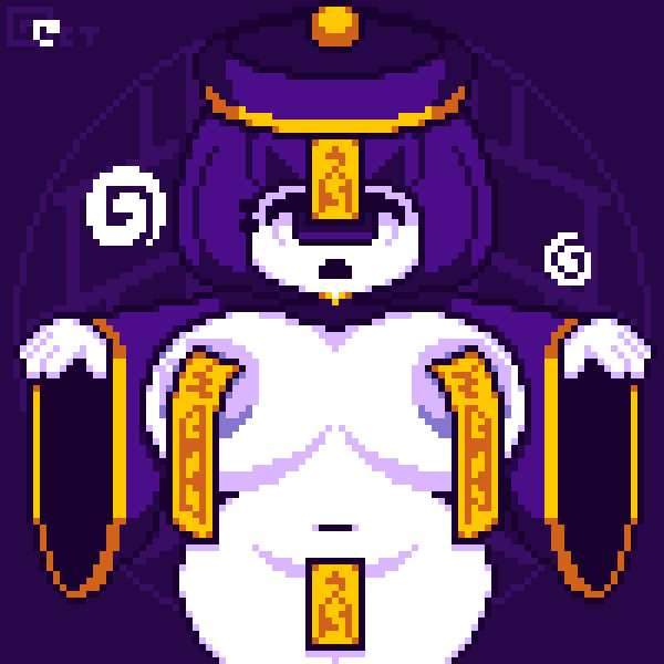 animated animated_gif bbw cyclops empty_eyes hat huge_breasts jiangshi monster_girl navel nipples octotron2000 open_mouth original pixel_art purple_hair short_hair spiral talisman thick_thighs white_skin wide_hips zombie_walk