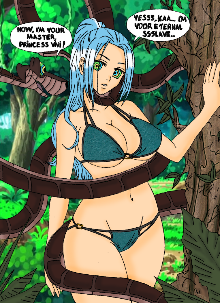 bikini bikini_bottom bikini_top disney femsub kaa kaa_eyes kanazy maledom nefertari_vivi one_piece tagme text the_jungle_book