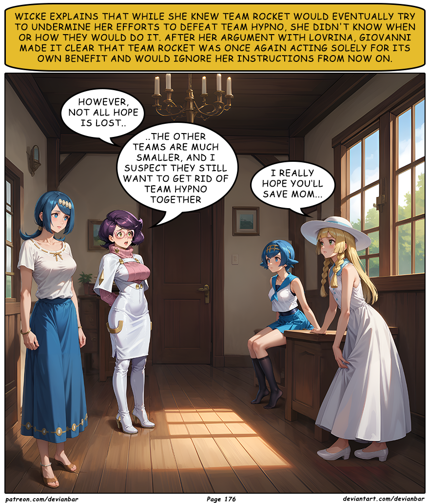 ai_art blonde_hair blue_hair devianbar dialogue glasses lana's_mother lana_(pokemon) large_breasts lillie_(pokemon) long_hair nintendo pokemon purple_hair short_hair team_hypno text wicke