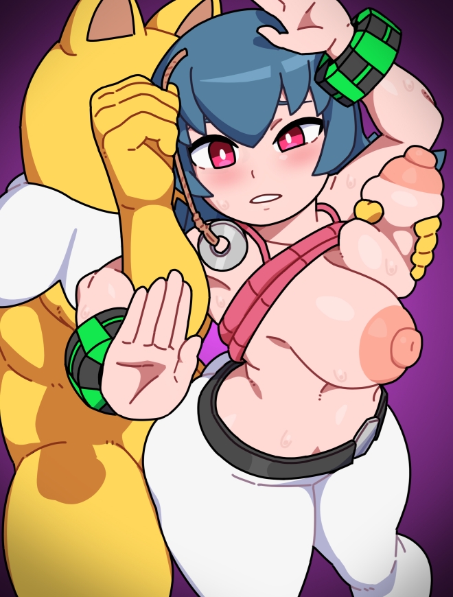 blue_hair breast_grab breasts expressionless femsub groping huge_breasts hypno kabeume long_hair maledom nintendo pendulum pink_eyes pokemon pokemon_heartgold_and_soulsilver sabrina shirt_lift tight_clothing wrist_band