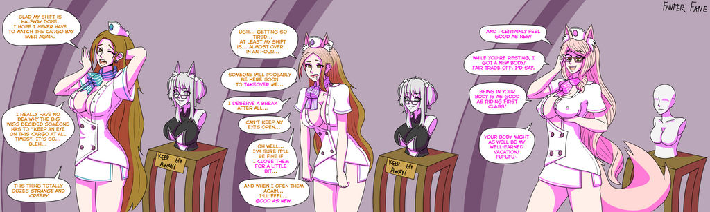 ace_attorney breast_fondling breasts brown_hair cammy_meele capcom cleavage clothed crossover dialogue drool english_text erect_nipples erect_nipples_under_clothes fanterfane fate/grand_order fate_(series) female_only femdom femsub fox_ears fox_girl glasses goddess hair_color_change happy_trance hat holding_breasts koyanskaya large_breasts one_eye_open pink_hair smile speech_bubble statue tail text very_long_hair