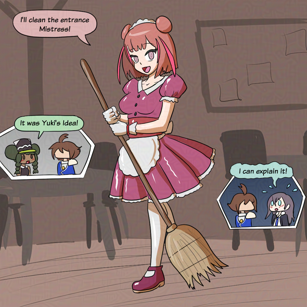 character_request cygames dialogue femdom femsub maid mythkaz red_hair tagme text world_flipper yuki_mishima