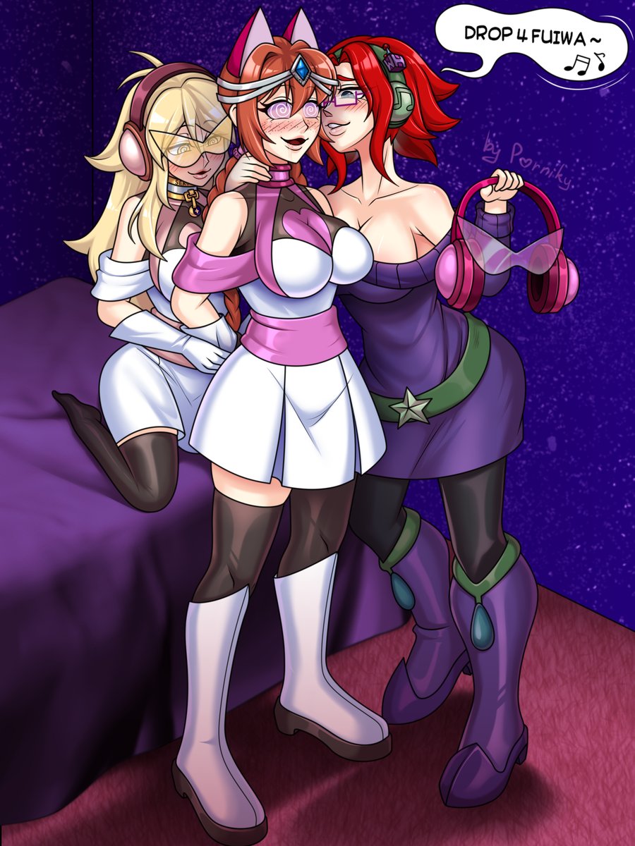 animal_ears arms_behind_back aurora_(skecchyartist) bare_shoulders blonde_hair blush boots braid cleavage collar dialogue drone dronification drool fake_animal_ears female_only femdom femsub freckles fuiwa_(fuiwamarble) happy_trance headphones hypnotized_assistant hypnovember large_breasts long_hair multiple_girls multiple_subs open_mouth orange_hair original porniky red_hair short_hair smile spiral_eyes spiralwash_eyes standing standing_at_attention story tech_control text twin_braids twintails viltai_(viltai) visor