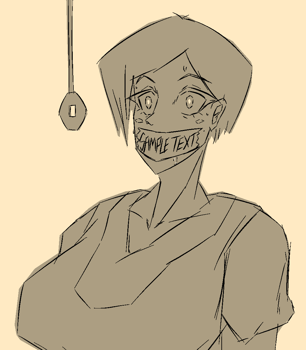 blush drool empty_eyes female_only femsub gag monochrome pendulum sweat tape tape_gag