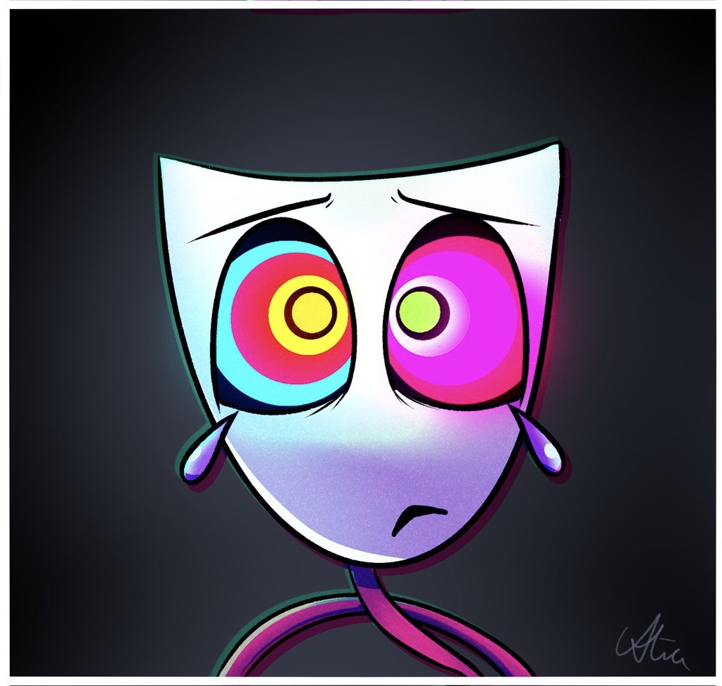 gangle_(the_amazing_digital_circus) looking_at_viewer spiral_eyes the_amazing_digital_circus