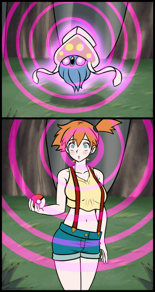 animated animated_gif breasts female_only femsub inkay katsiika light_skin misty navel nintendo open_mouth orange_hair pale_skin pokeball pokemon pokemon_(creature) short_hair spiral spiral_eyes symbol_in_eyes