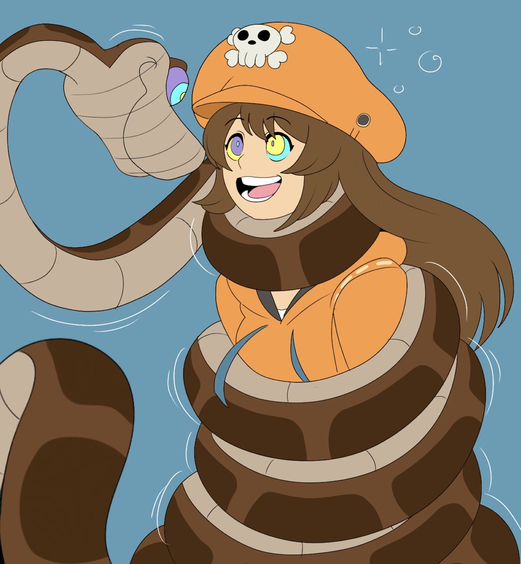 clothed coils disney femsub guilty_gear happy_trance hypnotic_eyes kaa kaa_eyes may_(guilty_gear) open_mouth plsgts smile snake symbol_in_eyes the_jungle_book