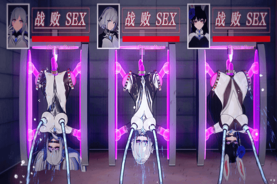 3d amputee anal animated animated_gif black_hair blindfold blush breast_sucking breasts bunny_ears corruption dildo double_penetration drool fei_(koikatsu!) female_only femsub gag glowing_eyes grey_hair hair_ornament japanese_text jewelry koikatsu! large_breasts long_hair milking milking_machine multiple_girls multiple_subs original personification pussy_juice restrained sex_machine short_hair spread_legs squirting text ultraman vaginal