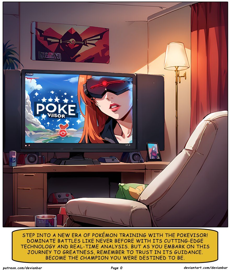 ai_art comic devianbar femsub nintendo orange_hair original pokemon team_hypno tech_control text visor