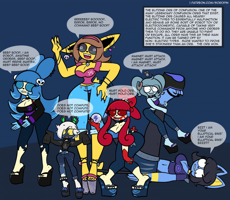 altered_common_sense animal_ears animated animated_gif female_only femsub furry jolteon luxio magnemite minun multiple_girls nintendo orb_of_confusion plusle pokemon pokemon_(creature) robot_girl shyker soropin