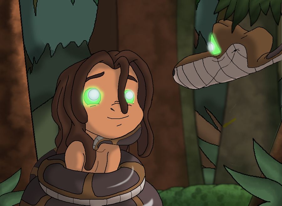 brown_hair coils disney dreadlocks happy_trance kaa kaa_eyes male_only maledom malesub phantomgline shota snake tarzan tarzan_(movie) the_jungle_book