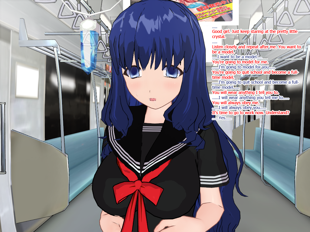 3d 3d_custom_girl blue_eyes blue_hair breasts crystal dazed empty_eyes expressionless femsub henshin-san large_breasts long_hair maledom mantra text train