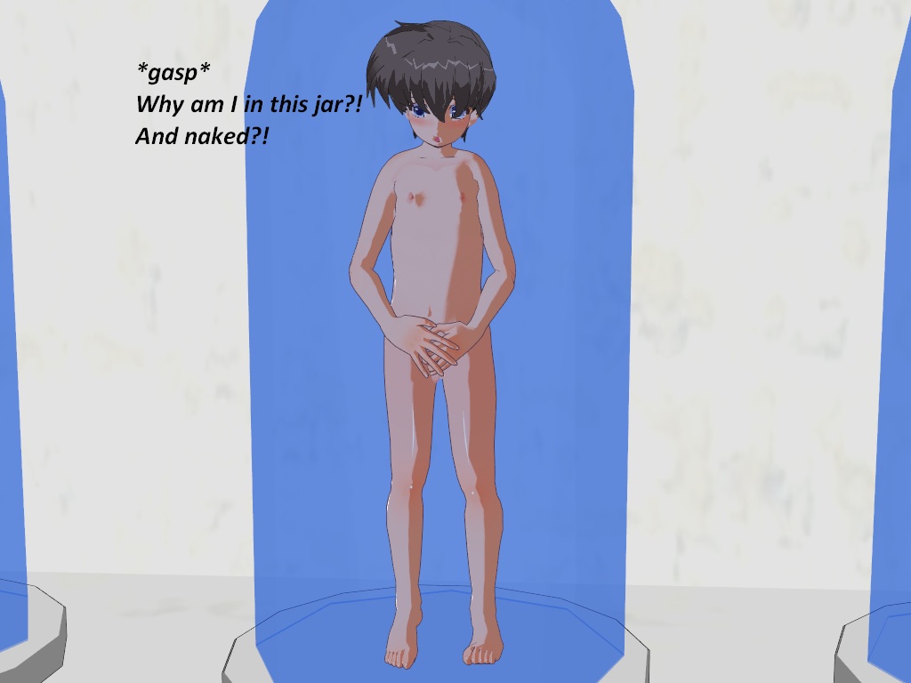 3d convenient_censoring covering flamekin grey_hair male_only nude short_hair stasis_tank text