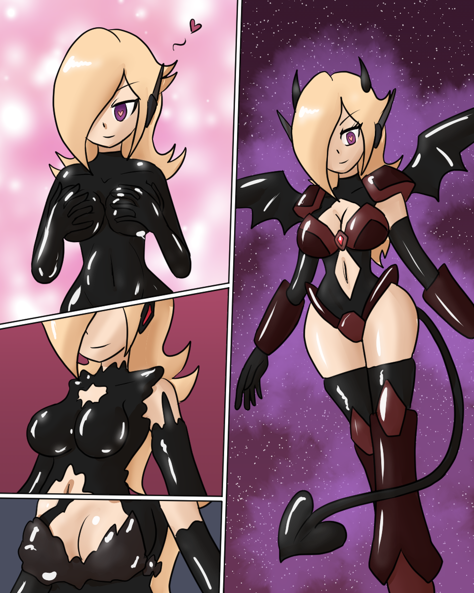 armor blonde_hair breast_grab breasts cleavage comic corruption earpiece female_only femsub gloves groping hair_covering_one_eye happy_trance heart heart_eyes latex living_costume mythkaz nintendo princess_rosalina purple_eyes super_mario_bros. super_mario_galaxy symbiote symbol_in_eyes tagme tail tech_control tight_clothing wings