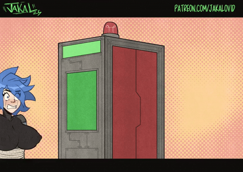 animated animated_gif before_and_after bimbofication blonde_hair blue_hair bouncing_breasts brain_drain breast_expansion breasts conveyor_belt femsub jakalovid lipstick original pink_eyes scorch_(zuoo0202) transformation