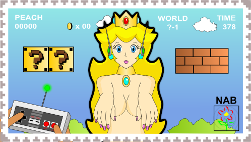 blonde_hair empty_eyes fembot femsub game_controller large_breasts long_hair nabs001 nintendo nude princess_peach remote_control super_mario_bros. tech_control