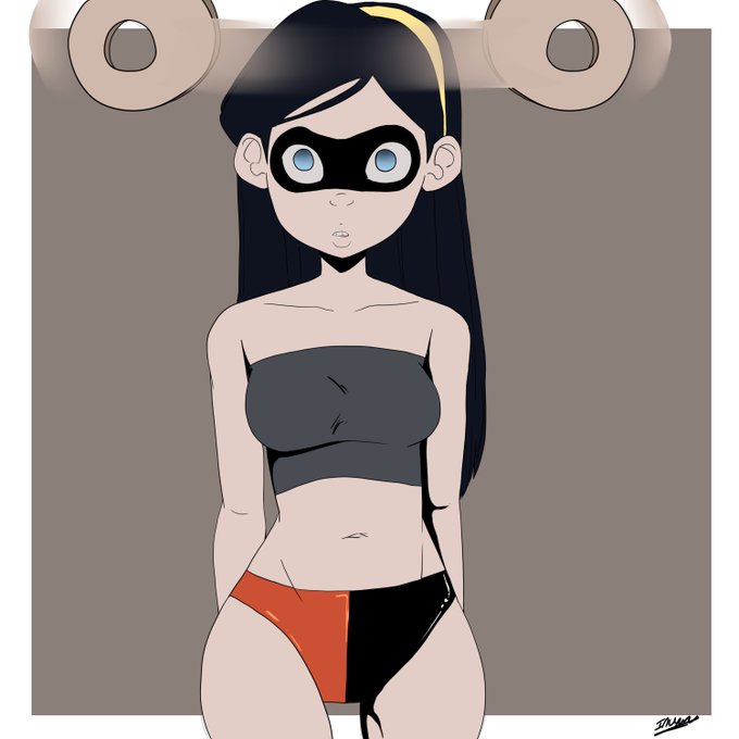 bikini crop_top disney empty_eyes expressionless female_only femsub inuyuru mask pendulum solo the_incredibles violet_parr