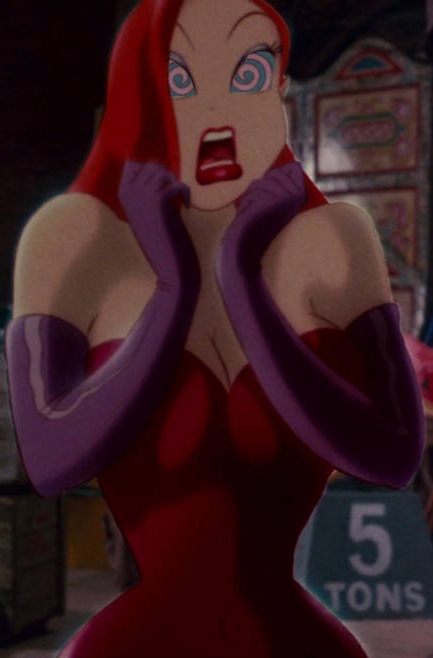 breasts disney female_only femsub gloves huge_breasts hypnotic_eyes jessica_rabbit large_breasts long_hair manip open_mouth red_hair spiral_eyes symbol_in_eyes western who_framed_roger_rabbit