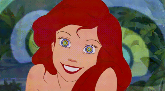 a113rist_(manipper) ai_art animated animated_gif ariel disney happy_trance kaa_eyes red_hair symbol_in_eyes the_little_mermaid