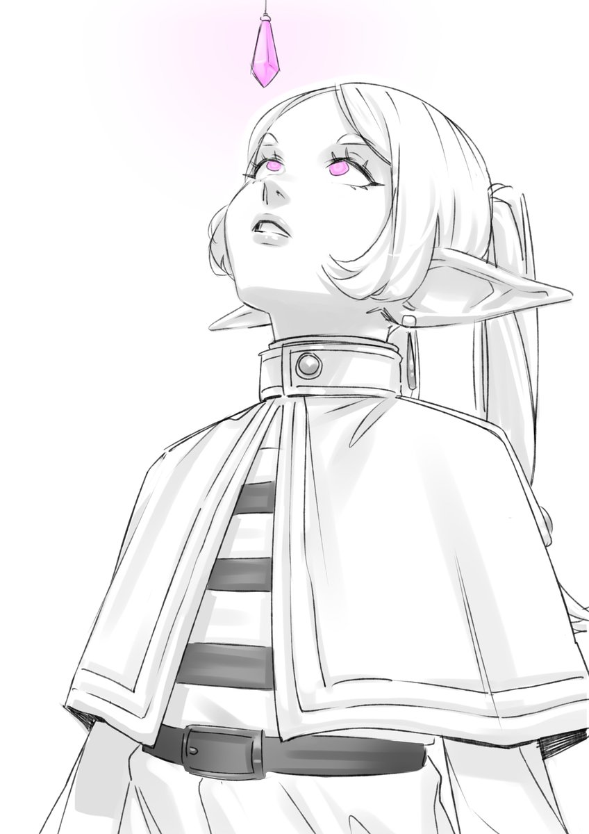 braid clothed crossed_eyes earrings elf elf_ears femsub frieren frieren:_beyond_journey&#039;s_end gmun long_hair meme open_mouth pendulum pink_eyes ring_eyes