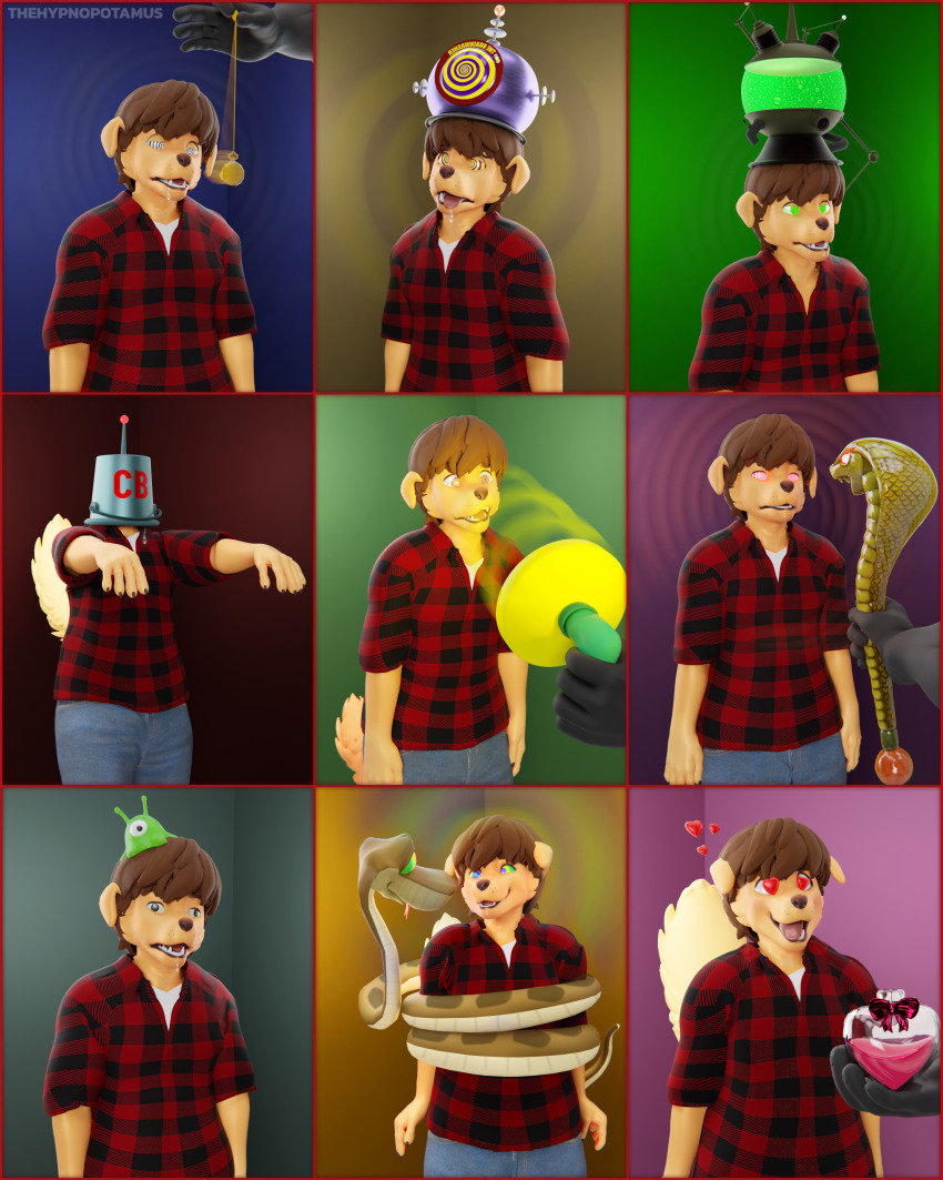 3d alex_(alexdoggdraws) animal_ears antenna brain_slug bucket_helmet coils disney dog_boy drool empty_eyes expressionless furry futurama green_eyes happy_trance harry_hippo_(hypnopotamus) heart_eyes helmet hypno_beam jimmy_neutron_(series) kaa kaa_eyes love_potion male_only maledom malesub multiple_methods_of_hypnosis open_mouth original pocket_watch purple_eyes red_eyes sequence smile snake spiral_background spiral_eyes spongebob_squarepants_(series) staff tail tech_control the_jungle_book thehypnopotamus tongue_out watermark yolkian zombie_walk