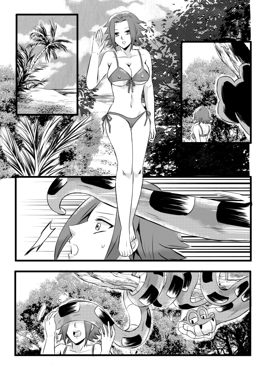 bikini breasts code_geass coils comic greyscale kaa kallen_stadtfeld large_breasts nilanandita the_jungle_book