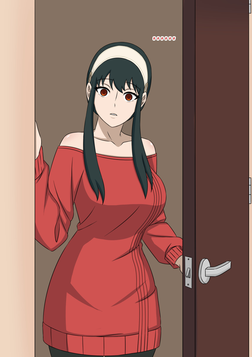 black_hair doggos_doujins empty_eyes femsub long_hair red_eyes spy_x_family yor_briar