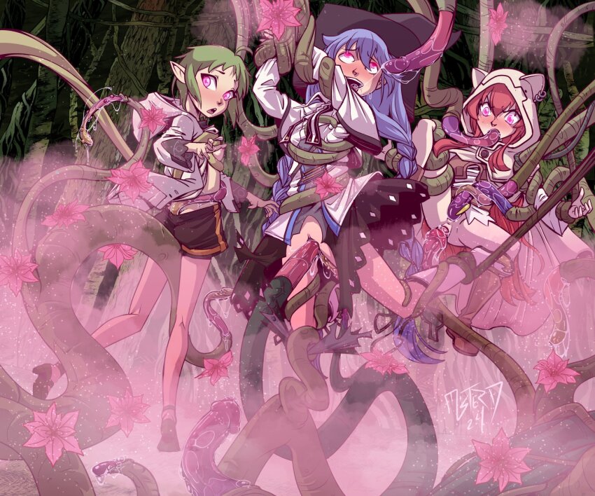 blue_hair eris_boreas_greyrat female_only femsub green_hair mister_d mushoku_tensei red_hair roxy_migurdia sylphiette tagme tentacles