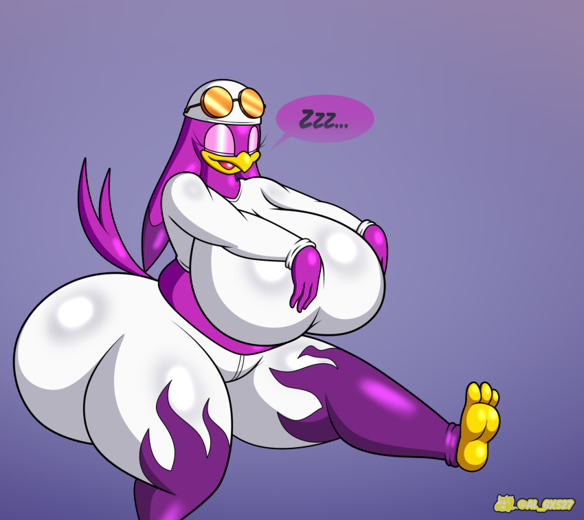 al_gx beak bird_girl feet female_only femsub furry glasses_on_head happy_trance large_breasts sleepwalking sonic_the_hedgehog_(series) watermark wave_the_swallow zombie_walk
