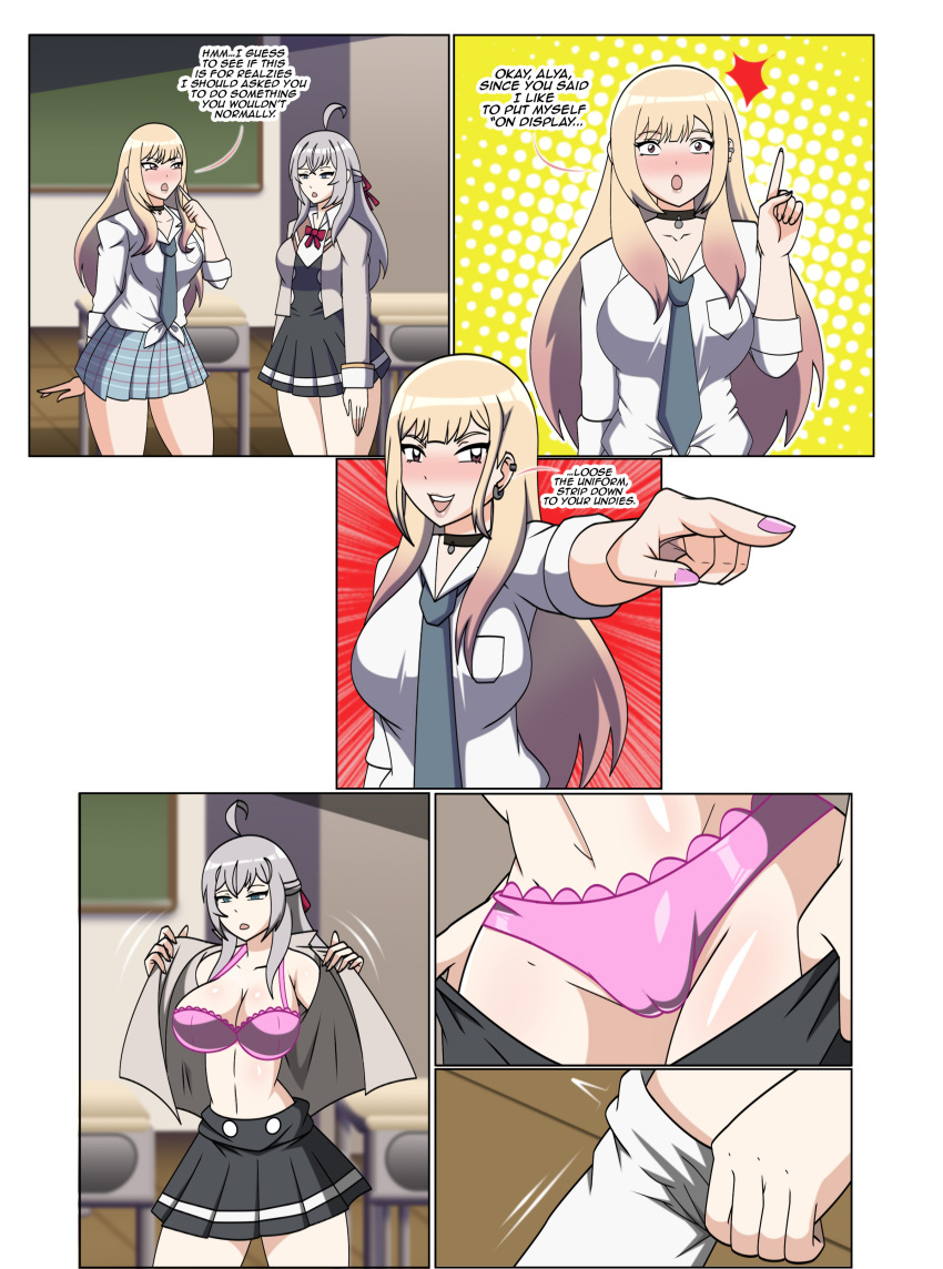 alisa_mikhailovna_kujou alya_sometimes_hides_her_feelings_in_russian blonde_hair collar color dlobo777 empty_eyes expressionless female_only femdom femsub long_hair marin_kitagawa my_dress-up_darling pendulum silver_hair tagme undressing