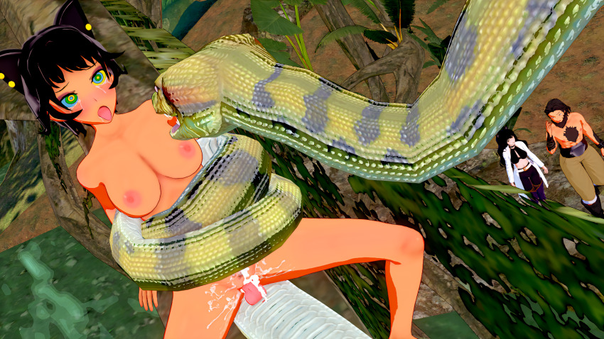 3d animal_ears bare_breasts bare_legs bare_shoulders barefoot beard belt blake_belladonna bondage boots bottomless cat_boy cat_ears cat_girl chest_hair clothed coat coils cum cum_in_pussy drool earrings father_and_daughter femsub ghira_belladonna husband_and_wife jewelry jungle kaa_eyes kali_belladonna koikatsu! maledom mother_and_daughter nipples nude pants perfect_idiot rwby snake spread_legs tears tongue_out topless vaginal