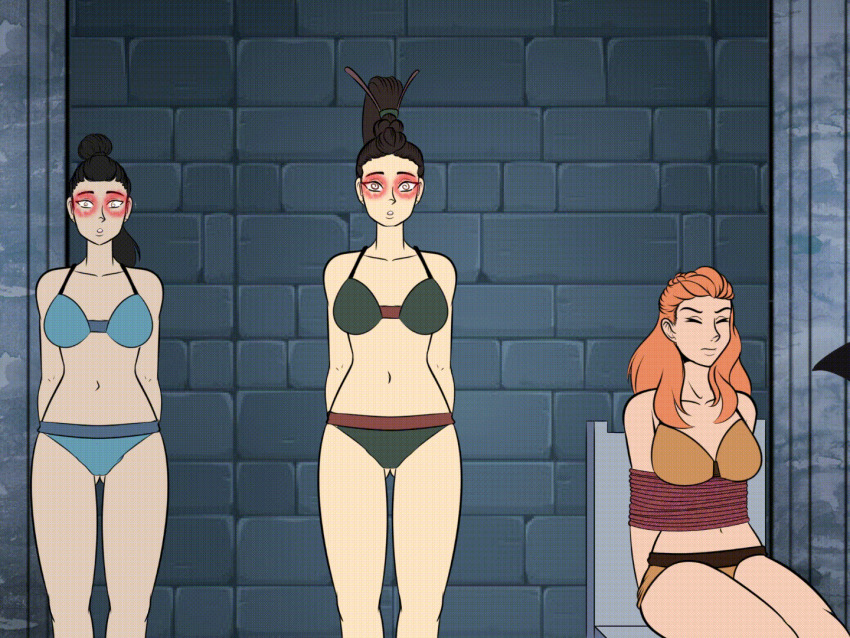 aloy_(horizon_zero_dawn) animated animated_gif black_hair femsub headphones horizon_zero_dawn katsiika orange_hair pink_eyes ponytail saluting scooby-doo_and_the_ghoul_school seyka smile spiral_eyes talanah